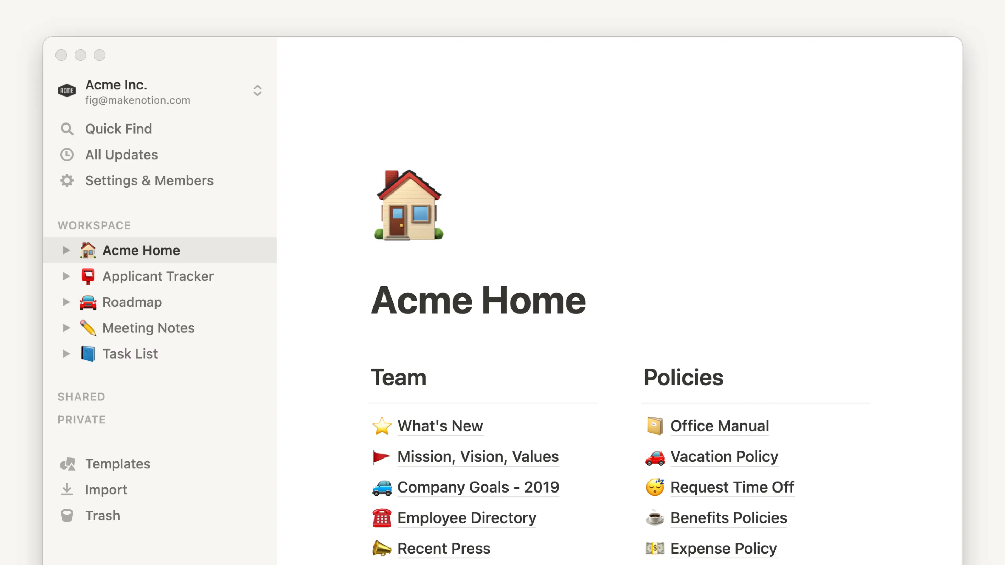 Screenshot of Notion workspace with docs and task database open